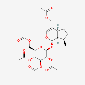 molecular formula C26H36O13 B1194225 8-epi-11-Hydroxyiridodial glucoside pentaacetate 