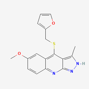 molecular formula C17H15N3O2S B1194233 4-(2-furylmethylsulfanyl)-6-methoxy-3-methyl-1H-pyrazolo[3,4-b]quinoline 