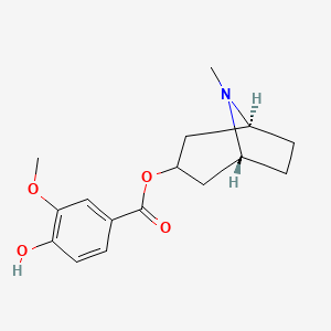 molecular formula C16H21NO4 B1194242 4-hydroxy-3-methoxybenzoic acid [(1S,5R)-8-methyl-8-azabicyclo[3.2.1]octan-3-yl] ester 