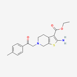 molecular formula C19H22N2O3S B11942496 Ethyl 2-amino-6-[2-(4-methylphenyl)-2-oxoethyl]-4,5,6,7-tetrahydrothieno[2,3-c]pyridine-3-carboxylate 