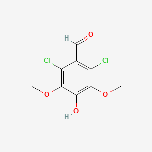 molecular formula C9H8Cl2O4 B1194296 Benzaldehyde, 2,6-dichloro-4-hydroxy-3,5-dimethoxy- CAS No. 76330-06-8