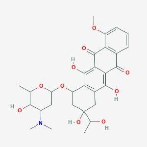 molecular formula C29H35NO10 B1194309 7-[4-(dimethylamino)-5-hydroxy-6-methyloxan-2-yl]oxy-6,9,11-trihydroxy-9-(1-hydroxyethyl)-4-methoxy-8,10-dihydro-7H-tetracene-5,12-dione CAS No. 70844-03-0