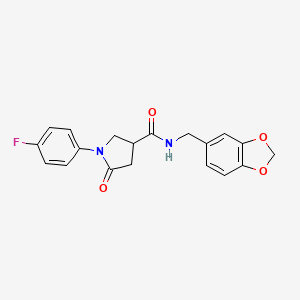 molecular formula C19H17FN2O4 B11943129 N-(1,3-benzodioxol-5-ylmethyl)-1-(4-fluorophenyl)-5-oxopyrrolidine-3-carboxamide 