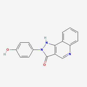 molecular formula C16H11N3O2 B1194325 2-(4-Hydroxyphenyl)-1,2-dihydro-3h-pyrazolo[4,3-c]quinolin-3-one CAS No. 77779-51-2