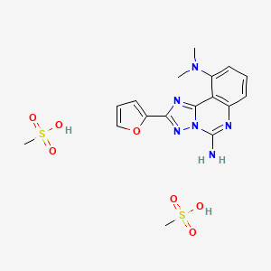 molecular formula C17H22N6O7S2 B1194326 5-Amino-10-dimethylamino-2-(2-furanyl)-(1,2,4)triazolo(1,5-c)quinazoline-bis mesylate CAS No. 143740-61-8