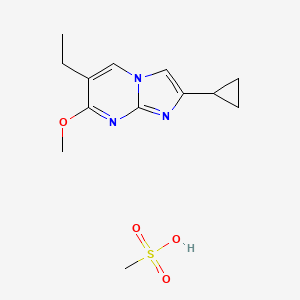 molecular formula C13H19N3O4S B1194327 2-Cyclopropyl-5-ethyl-7-methoxy-imidazo(1,2-a)pyrimidine methanesulfonate CAS No. 177706-67-1