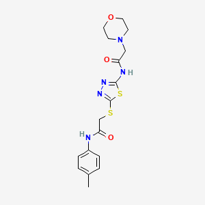 molecular formula C17H21N5O3S2 B1194351 N-(4-METHYLPHENYL)-2-({5-[2-(MORPHOLIN-4-YL)ACETAMIDO]-1,3,4-THIADIAZOL-2-YL}SULFANYL)ACETAMIDE 