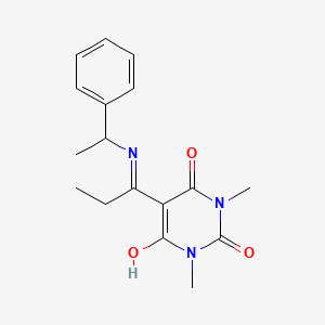 molecular formula C17H21N3O3 B1194352 1,3-Dimethyl-5-[1-(1-phenylethylamino)propylidene]-1,3-diazinane-2,4,6-trione 