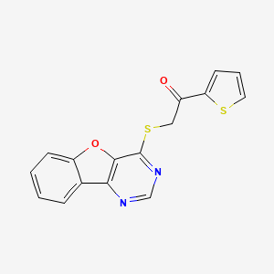 molecular formula C16H10N2O2S2 B1194357 2-(4-Benzofuro[3,2-d]pyrimidinylthio)-1-thiophen-2-ylethanone 