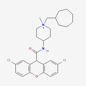 1-Cycloheptylmethyl-4-{[1-(2,7-dichloro-9H-xanthen-9-yl)-methanoyl]-amino}-1-methyl-piperidinium