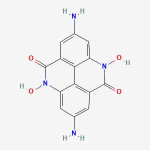 molecular formula C14H10N4O4 B1194384 Pyrido(2,3,4,5-lmn)phenanthridine-5,10-dione, 2,7-diamino-4,9-dihydro-4,9-dihydroxy- CAS No. 58996-11-5