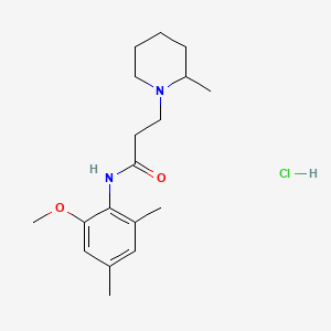 molecular formula C18H29ClN2O2 B1194389 1-Piperidinepropanamide, N-(2-methoxy-4,6-dimethylphenyl)-2-methyl-, monohydrochloride CAS No. 72032-54-3