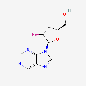 molecular formula C10H11FN4O2 B1194400 9-(2/',3/'-Dideoxy-2/'-fluoroarabinofuranosyl)purine CAS No. 132722-90-8