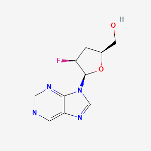 molecular formula C10H11FN4O2 B1194400 9-(2',3'-Dideoxy-2'-fluoroarabinofuranosyl)purine CAS No. 132722-90-8