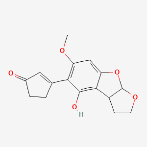 molecular formula C16H14O5 B1194459 3-(8-Hydroxy-6-methoxy-3a,8b-dihydrofuro[2,3-b][1]benzofuran-7-yl)cyclopent-2-en-1-one 