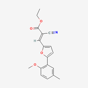 molecular formula C18H17NO4 B11944648 Ethyl 2-cyano-3-(5-(2-methoxy-5-methylphenyl)furan-2-yl)acrylate CAS No. 853344-66-8