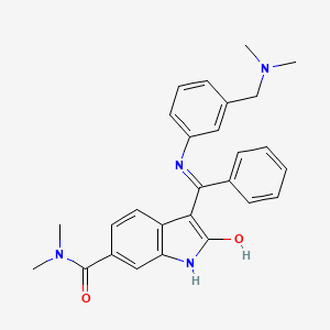 molecular formula C27H28N4O2 B1194491 (Z)-3-((3-((dimethylamino)methyl)phenylamino)(phenyl)methylene)-N,N-dimethyl-2-oxoindoline-6-carboxamide CAS No. 1265916-41-3