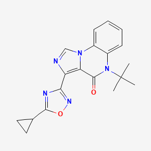 molecular formula C19H19N5O2 B1194506 3-(5-Cyclopropyl-1,2,4-oxadiazol-3-yl)-5-(1,1-dimethylethyl)imidazo(1,5-a)quinoxalin-4(5H)-one CAS No. 129799-93-5