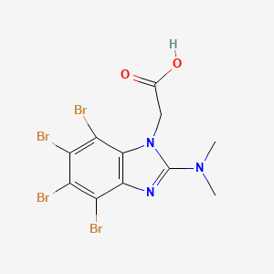 molecular formula C11H9Br4N3O2 B1194547 [4,5,6,7-四溴-2-(二甲氨基)-1h-苯并咪唑-1-基]乙酸 CAS No. 1085822-09-8