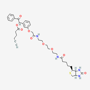 molecular formula C38H48N4O9S B1194551 UV Cleavable Biotin-PEG2-Alkyne 