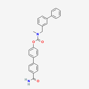molecular formula C28H24N2O3 B1194554 4'-Carbamoyl-[1,1'-biphenyl]-4-yl ([1,1'-biphenyl]-3-ylmethyl)(methyl)carbamate CAS No. 1338574-83-6