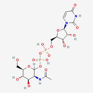 molecular formula C17H27N3O17P2 B1194569 [(3S,4R,5S,6R)-3-acetamido-4,5-dihydroxy-6-(hydroxymethyl)oxan-2-yl] [[(2R,3S,4R,5R)-5-(2,4-dioxopyrimidin-1-yl)-3,4-dihydroxyoxolan-2-yl]methoxy-hydroxyphosphoryl] hydrogen phosphate CAS No. 26575-17-7