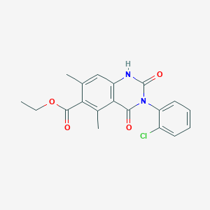 ethyl 3-(2-chlorophenyl)-5,7-dimethyl-2,4-dioxo-1H-quinazoline-6-carboxylate