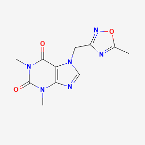 molecular formula C11H12N6O3 B1194594 1,3-dimethyl-7-[(5-methyl-1,2,4-oxadiazol-3-yl)methyl]-2,3,6,7-tetrahydro-1H-purine-2,6-dione CAS No. 88338-63-0