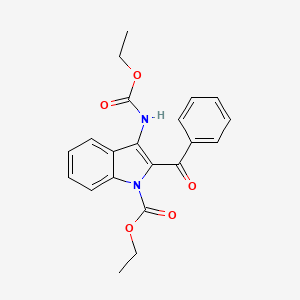 molecular formula C21H20N2O5 B11946001 Ethyl 2-benzoyl-3-((ethoxycarbonyl)amino)-1H-indole-1-carboxylate CAS No. 882864-43-9
