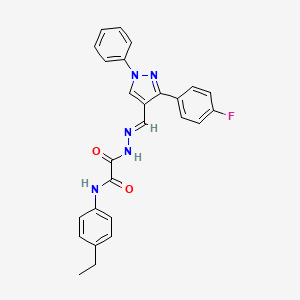 molecular formula C26H22FN5O2 B11946068 N-(4-Ethylphenyl)-2-(2-((3-(4-fluorophenyl)-1-phenyl-1H-pyrazol-4-yl)methylene)hydrazinyl)-2-oxoacetamide CAS No. 881683-63-2