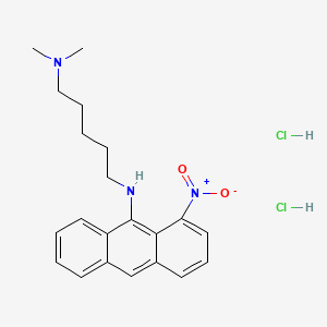 molecular formula C21H27Cl2N3O2 B1194668 1-Nitro-9-(5-dimethylaminopentylamino)anthracene dihydrochloride CAS No. 56366-74-6