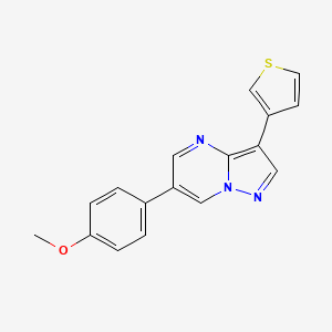 molecular formula C17H13N3OS B1194690 Pyrazolo[1,5-a]pyrimidine, 6-(4-methoxyphenyl)-3-(3-thienyl)- CAS No. 216661-57-3