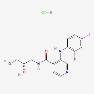 molecular formula C15H16ClFIN3O3 B1194693 Pimasertib Hydrochloride CAS No. 1236361-78-6