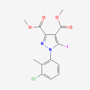 molecular formula C14H12ClIN2O4 B11947070 Dimethyl 1-(3-chloro-2-methylphenyl)-5-iodo-1H-pyrazole-3,4-dicarboxylate CAS No. 853349-33-4
