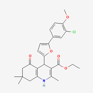 molecular formula C26H28ClNO5 B11947153 Ethyl 4-(5-(3-chloro-4-methoxyphenyl)furan-2-yl)-2,7,7-trimethyl-5-oxo-1,4,5,6,7,8-hexahydroquinoline-3-carboxylate CAS No. 853313-57-2