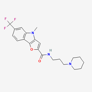 molecular formula C21H24F3N3O2 B1194723 N-(3-Piperidinopropyl)-4-methyl-6-trifluoromethylfuro(3,2-b)indole-2-carboxamide CAS No. 73356-67-9