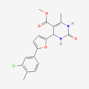 molecular formula C18H17ClN2O4 B11947337 Methyl 4-(5-(3-chloro-4-methylphenyl)-2-furyl)-6-methyl-2-oxo-1,2,3,4-tetrahydro-5-pyrimidinecarboxylate CAS No. 853313-86-7