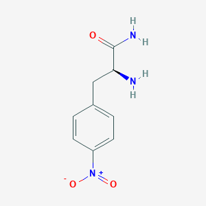 molecular formula C9H11N3O3 B119474 Benzenepropanamide, alpha-amino-4-nitro-, (alphaS)- CAS No. 81677-61-4