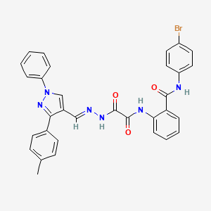 molecular formula C32H25BrN6O3 B11947442 N-(4-Bromophenyl)-2-(2-oxo-2-(2-((1-phenyl-3-(p-tolyl)-1H-pyrazol-4-yl)methylene)hydrazinyl)acetamido)benzamide CAS No. 882046-73-3