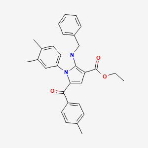 molecular formula C30H28N2O3 B11947649 ethyl 4-benzyl-6,7-dimethyl-1-(4-methylbenzoyl)-4H-pyrrolo[1,2-a]benzimidazole-3-carboxylate CAS No. 853317-97-2