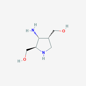 molecular formula C6H14N2O2 B119478 [(3R,4R,5R)-4-Amino-5-(hydroxymethyl)pyrrolidin-3-YL]methanol CAS No. 155935-60-7