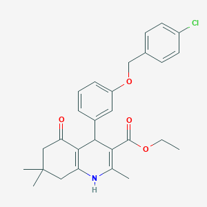 molecular formula C28H30ClNO4 B11947867 Ethyl 4-(3-((4-chlorobenzyl)oxy)phenyl)-2,7,7-trimethyl-5-oxo-1,4,5,6,7,8-hexahydroquinoline-3-carboxylate CAS No. 853316-55-9