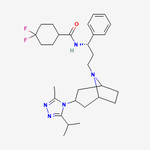 molecular formula C29H41F2N5O B1194787 4,4-difluoro-N-[(1S)-3-[3-(3-methyl-5-propan-2-yl-1,2,4-triazol-4-yl)-8-azabicyclo[3.2.1]octan-8-yl]-1-phenylpropyl]-1-cyclohexanecarboxamide 