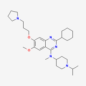 molecular formula C31H49N5O2 B1194913 2-Cyclohexyl-N-(1-isopropylpiperidin-4-yl)-6-methoxy-N-methyl-7-(3-(pyrrolidin-1-yl)propoxy)quinazolin-4-amine 