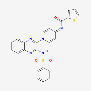 molecular formula C24H17N5O3S2 B11949247 N-[1-[3-(benzenesulfonamido)quinoxalin-2-yl]pyridin-4-ylidene]thiophene-2-carboxamide 