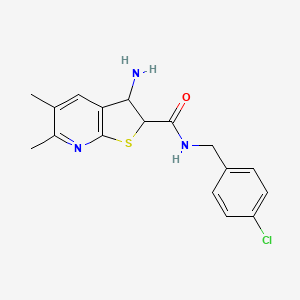 molecular formula C17H18ClN3OS B1194950 3-amino-N-[(4-chlorophenyl)methyl]-5,6-dimethyl-2,3-dihydrothieno[2,3-b]pyridine-2-carboxamide 