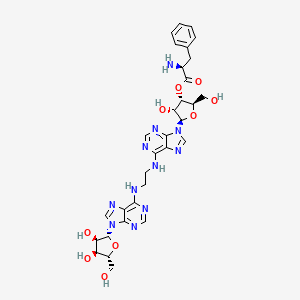 molecular formula C31H37N11O9 B1194955 [(2R,3S,4R,5R)-5-[6-[2-[[9-[(2R,3R,4S,5R)-3,4-dihydroxy-5-(hydroxymethyl)oxolan-2-yl]purin-6-yl]amino]ethylamino]purin-9-yl]-4-hydroxy-2-(hydroxymethyl)oxolan-3-yl] (2S)-2-amino-3-phenylpropanoate CAS No. 64542-52-5