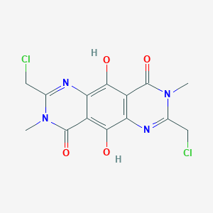 molecular formula C14H12Cl2N4O4 B119496 2,7-Bis(chloromethyl)-5,10-dihydroxy-3,8-dimethylpyrimido[4,5-g]quinazoline-4,9-dione CAS No. 143430-39-1