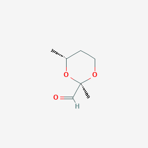 molecular formula C7H12O3 B119497 (2R,4R)-2,4-dimethyl-1,3-dioxane-2-carbaldehyde CAS No. 144404-96-6