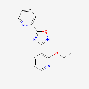 molecular formula C15H14N4O2 B1194974 3-(2-Ethoxy-6-methyl-3-pyridinyl)-5-(2-pyridinyl)-1,2,4-oxadiazole 